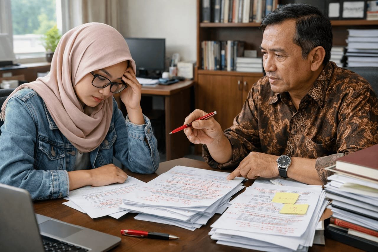 Proses bimbingan skripsi antara mahasiswa dan dosen pembimbing