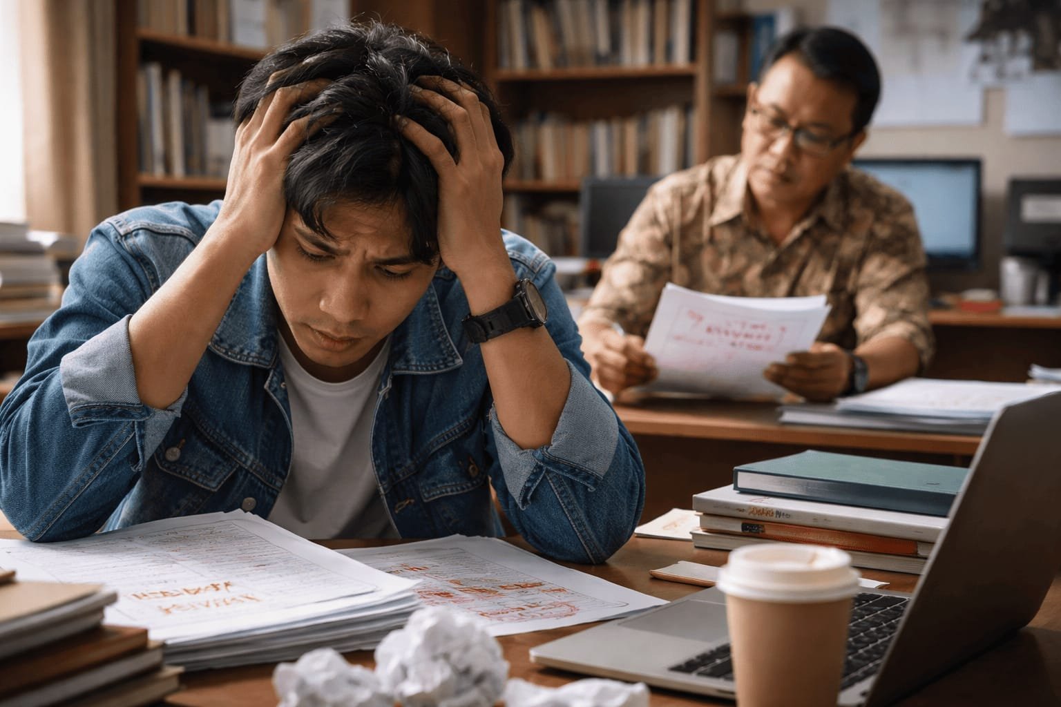 Mahasiswa revisi skripsi