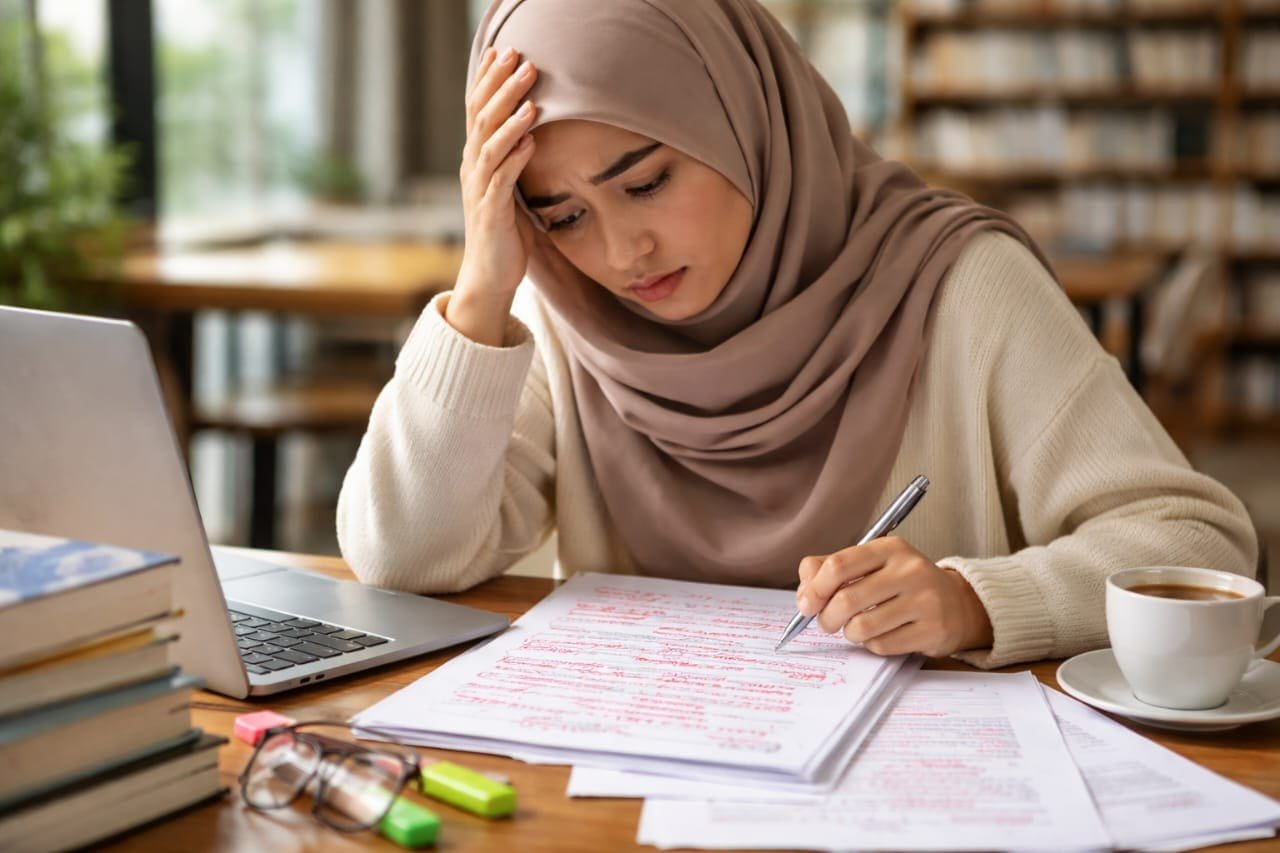 Mahasiswa revisi latar belakang skripsi