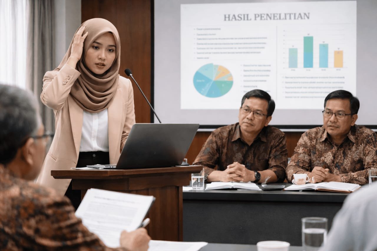 Mahasiswa menghadapi sidang skripsi