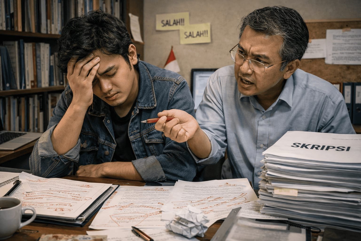 Mahasiswa menunggu balasan dosen bimbingan skripsi