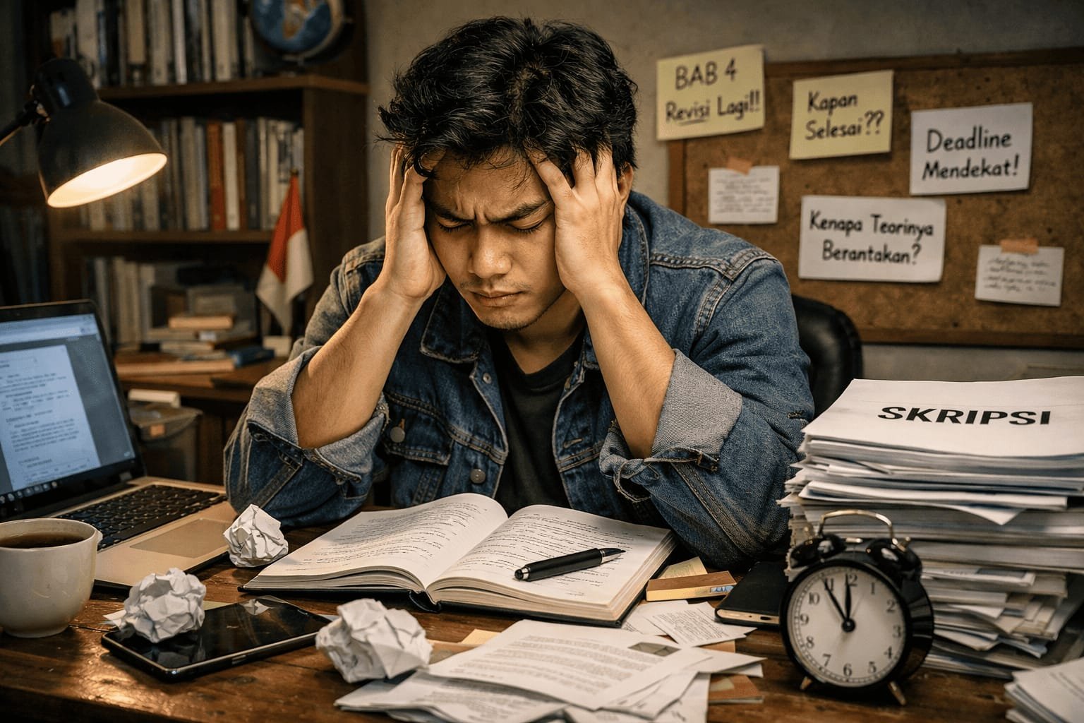 mahasiswa stres karena skripsi hampir selesai tapi mandek
