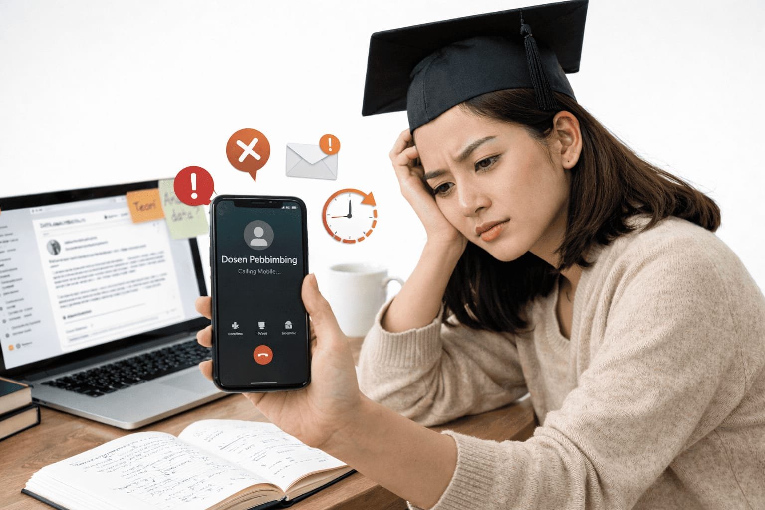 Mahasiswa berkonsultasi dengan dosen di lingkungan kampus