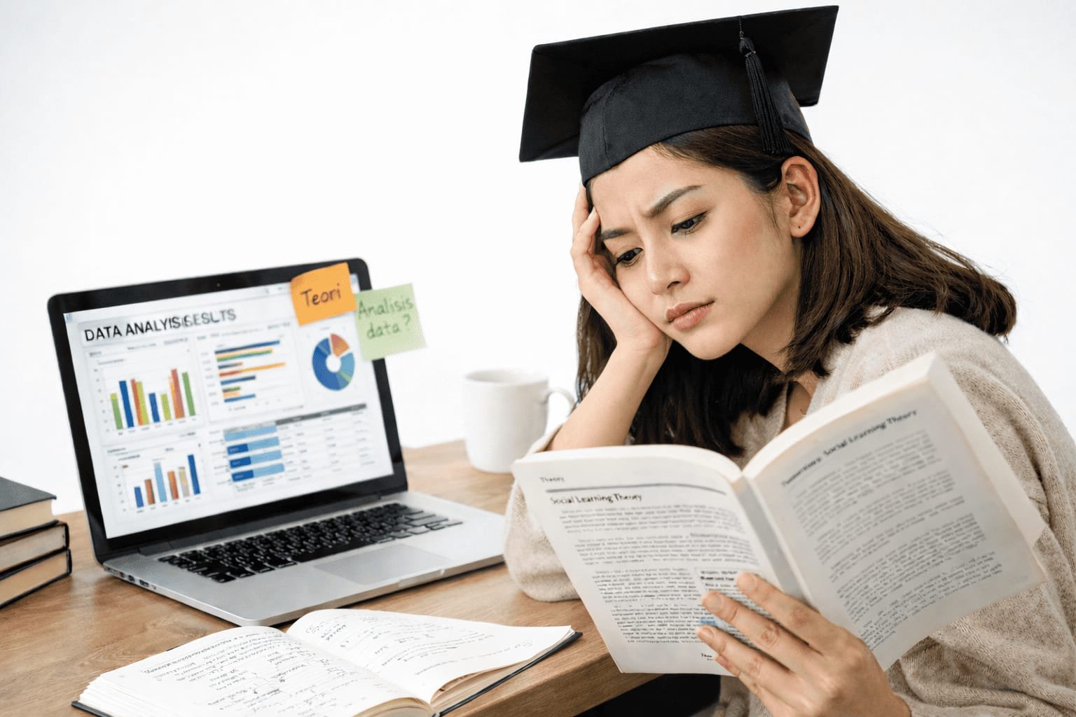 Diskusi bimbingan tesis antara mahasiswa S2 dan dosen pembimbing